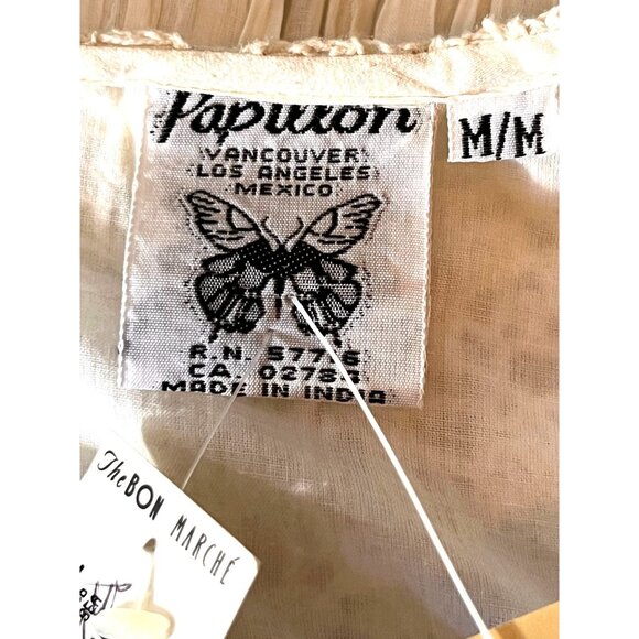 NWT Vtg Papillon Cream White Sleeveless Lace Crochet Gauzy Boho Midi Dress Med - Picture 5 of 15